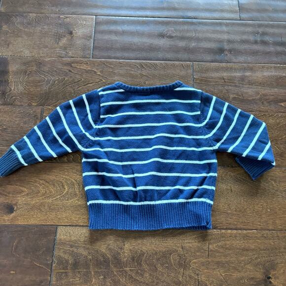 Carter's Boys 18 Month Sweater Navy Blue White Striped Knit Whale - Picture 6 of 6